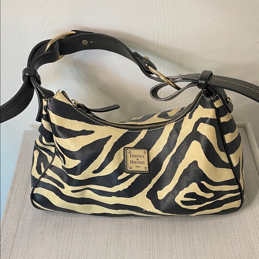 Dooney & Bourke Zebra Print Shoulder Bag - Black and Cream